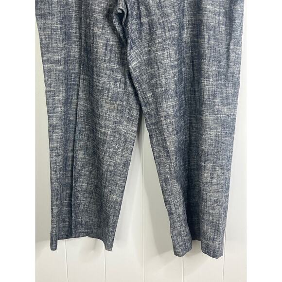 Talbots Heritage Blue Linen/Cotton Blend Cropped Flat Front Pants Size 14 - Picture 3 of 8